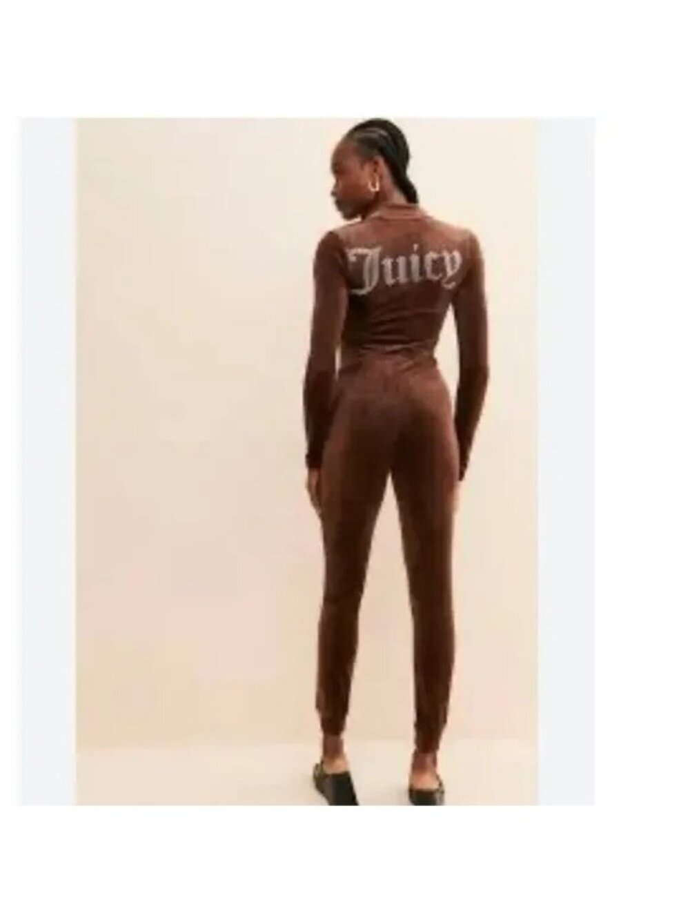 Juicy Couture Cutout Velour Jumpsuit Womens M Y2K 90s Luxury Chocolate Brown